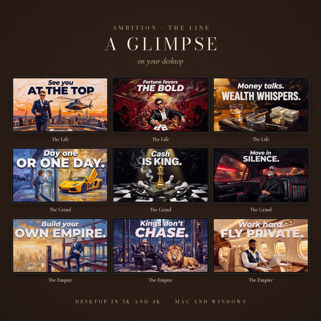 The AMBITION Line: a glimpse of the 27 wallpapers on desktop screens