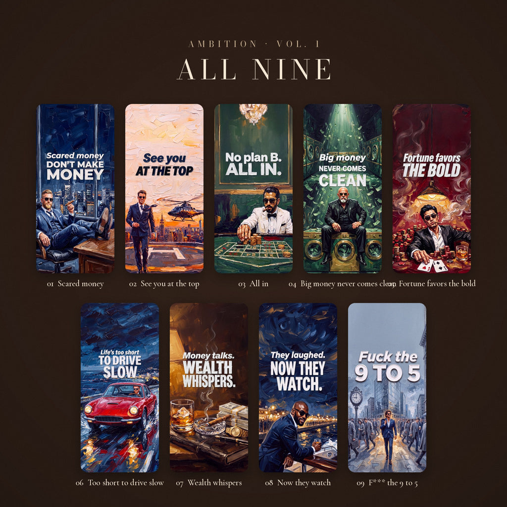 AMBITION Vol. 1 – The Life: all nine wallpapers side by side