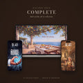 Palazzo Nove Complete: wallpapers shown on a laptop and two phone lock screens