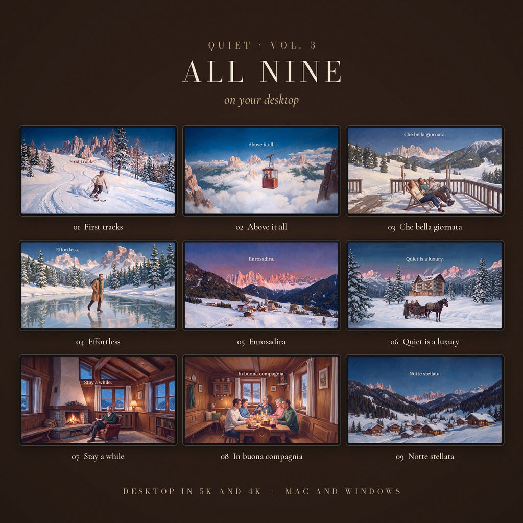 QUIET Vol. 3 – Dolomiti: all nine wallpapers on desktop screens